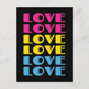 Carte Postale Aimer Texte Répétant LGBTQ Pride Pansexuelle
