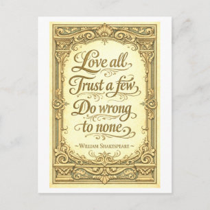 Carte Postale "Aimez tous, Fiez-vous à quelques-uns" Shakespeare