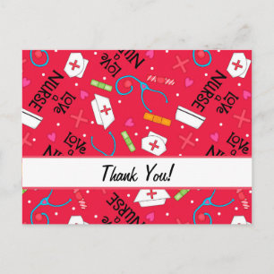Carte Postale Aimez une infirmière rouge merci personnalisable