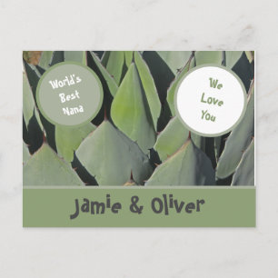 Carte Postale Aimez-vous Nana Green Agave Feuilles grand-mère