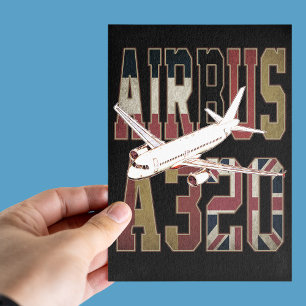 Carte Postale Airbus a320 Jetliner. Drapeaux européens vintages