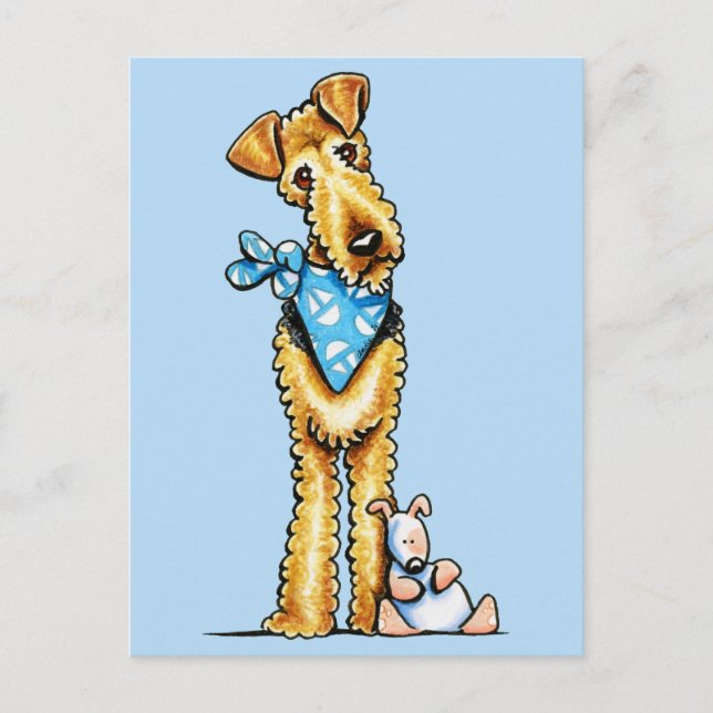 Carte Postale Airedale Terrier et Puppy (Devant)