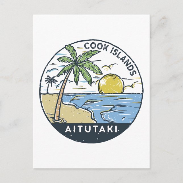 Carte Postale Aitutaki Îles Cook Vintage (Devant)