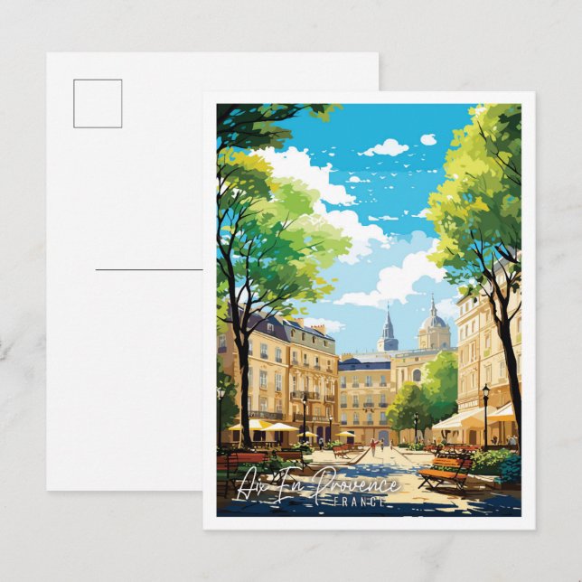 Carte Postale Aix En Provence France illustration de voyage vint (Devant / Derrière)