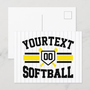 Carte Postale AJOUT PERSONNALISÉ NOM Softball Player Varsity Tea