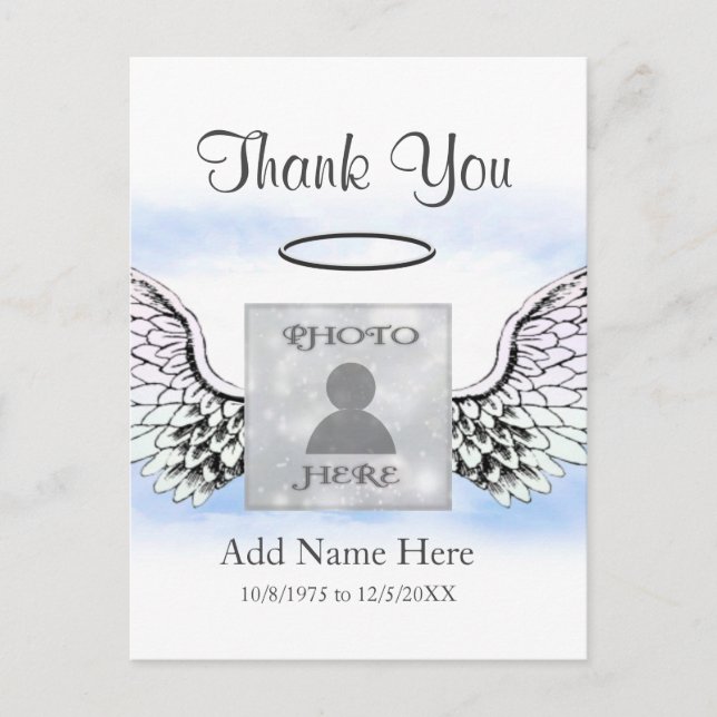 Carte Postale Ajouter initial | Merci | Ailes (Devant)
