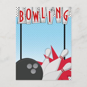 Carte Postale AJOUTER TEXTE Bowling Rétro Vintage Soirée Bowl