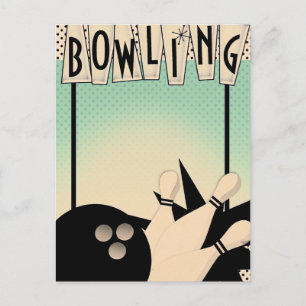 Carte Postale AJOUTER TEXTE Bowling Rétro Vintage Soirée Bowl
