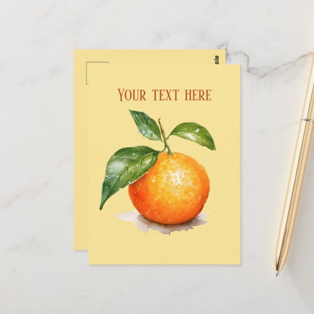 Carte Postale Ajouter un fruit de message orange (Devant/Arrière en situation)