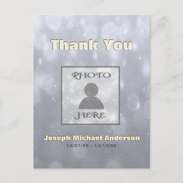 Carte Postale Ajouter une image| Merci | Argent Or (Devant)