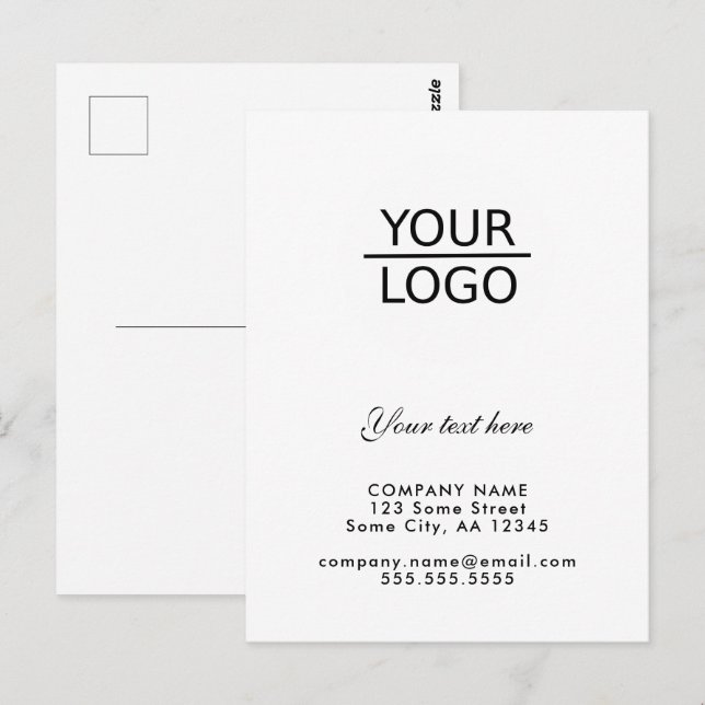 Carte Postale Ajouter votre logo avec promotion de texte personn (Devant / Derrière)