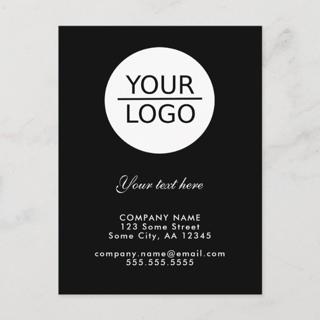 Carte Postale Ajoutez votre logo avec promotion de texte personn (Devant)