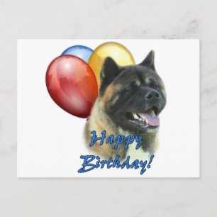 Carte Postale Akita Joyeux Ballons d'anniversaire