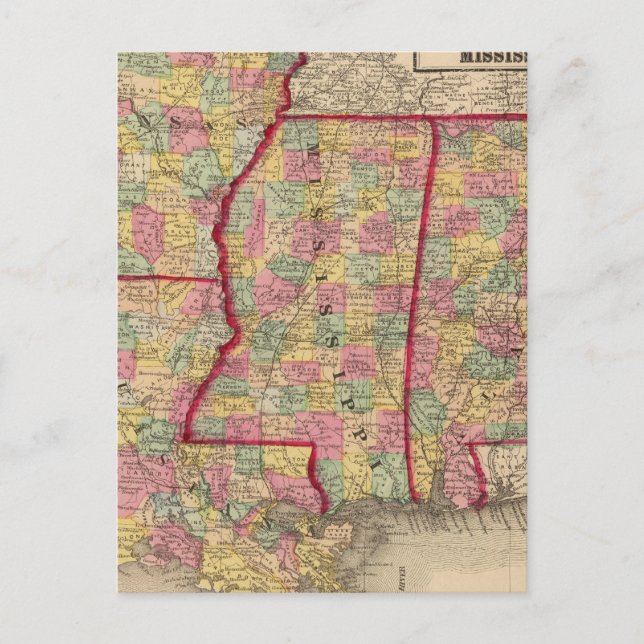 Carte Postale Alabama, Arkansas, Louisiane et Mississippi 2 (Devant)