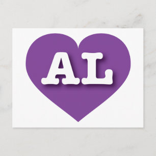Carte Postale Alabama coeur violet - I Love AL