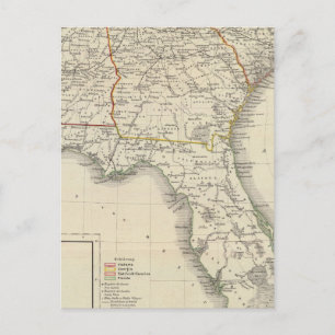 Carte Postale Alabama, Géorgie, Caroline du Sud et Floride