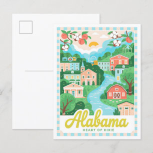 Carte Postale Alabama Heart of Dixie USA Summer Travel