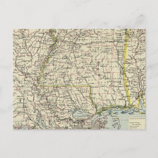 Carte Postale Alabama, Mississippi, Louisiane, Arkansas (Devant)
