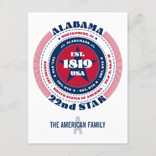 Carte Postale Alabama, Montgomery, AL, Patriotique, Monogramme