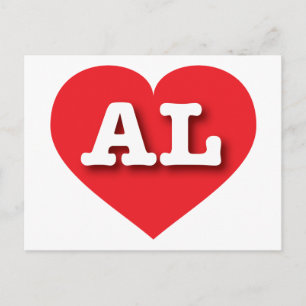 Carte Postale Alabama Red Heart - J'aime AL