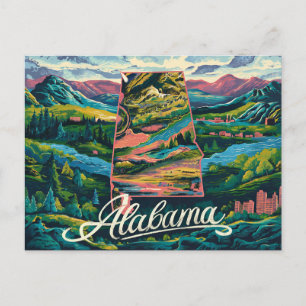Carte Postale Alabama : Une fête vivante dans l'illustration