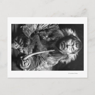 Carte Postale Alaskan Eskimo Fumer Pipe Photographie
