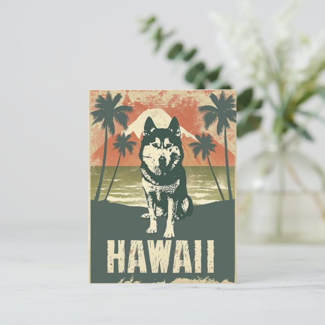 Carte Postale Alaskan Malamute Hawaii Vacances Voyage (Debout devant)