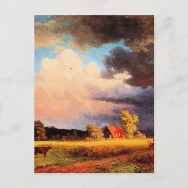 Carte Postale Albert Bierstadt peinture, Paysage bavarois (Devant)