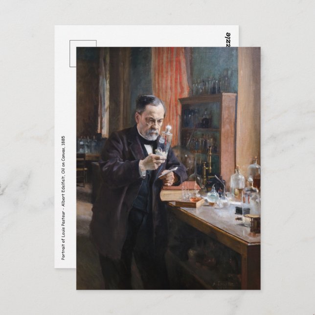 Carte Postale Albert Edelfeue - Portrait de Louis Pasteur (Devant / Derrière)