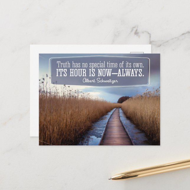 Carte Postale Albert Schweitzer Citation Inspirationnelle "Vérit (Devant/Arrière en situation)