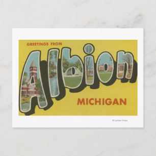 Carte Postale Albion, Michigan - Scènes de grandes lettres