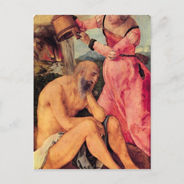 Carte Postale Albrecht Durer - Job moqué par sa femme (Devant)