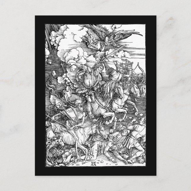 Carte Postale Albrecht Durer Les quatre cavaliers de l'Apocalyps (Devant)