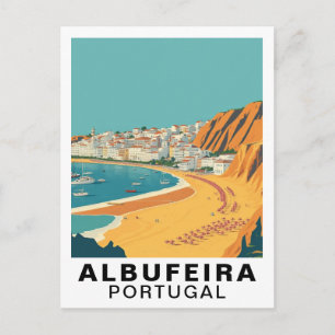 Carte Postale Albufeira, Portugal Art de voyage rétro européen