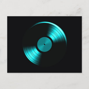 Carte Postale Album de disques vinyles rétro sarcelle