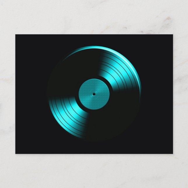 Carte Postale Album de disques vinyles rétro sarcelle (Devant)
