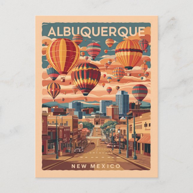 Carte Postale Albuquerque, Nouveau-Mexique, Ballons à air chaud (Devant)