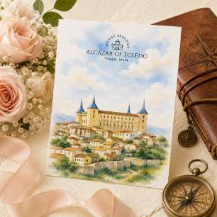 Carte Postale Alcázar de Tolède, Espagne   Paysage à l'aquarelle