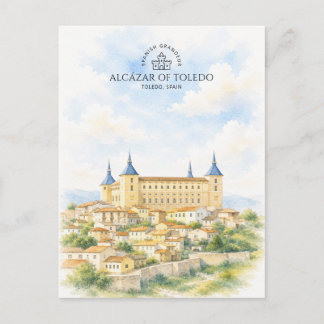 Carte Postale Alcázar de Tolède, Espagne | Paysage à l'aquarelle