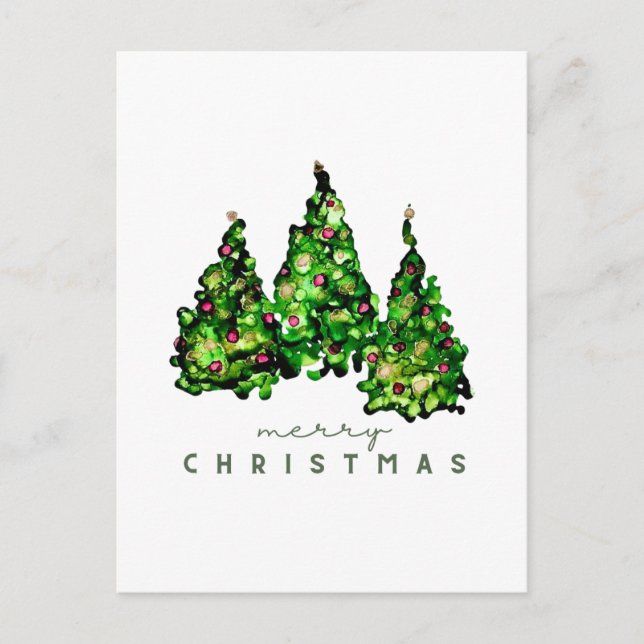 Carte Postale Alcohol Ink Design Christmas Tree Postcard (Devant)