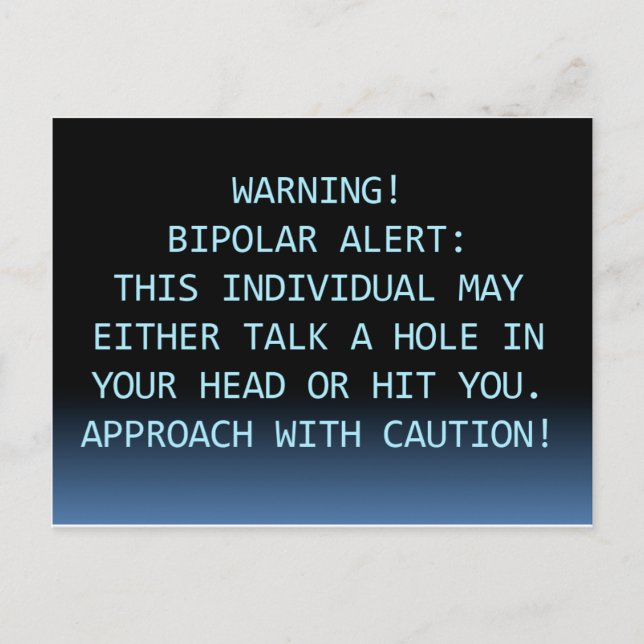 CARTE POSTALE ALERTE BIPOLAIRE (Devant)