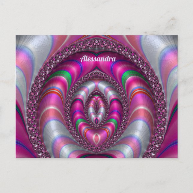 Carte Postale ALESSANDRA ~  PINK 3D Fractal Design ~ (Devant)