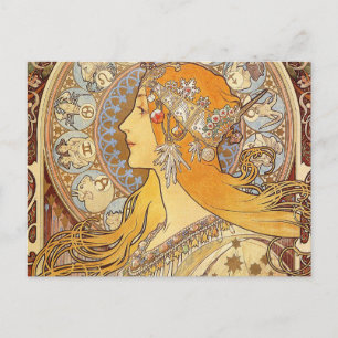 Carte Postale Alfonse Mucha Zodiac Art nouveau femme