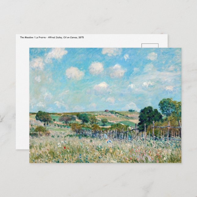 Carte Postale Alfred Sisley - Le pré (Devant / Derrière)
