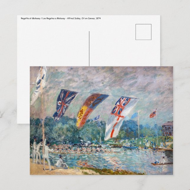 Carte Postale Alfred Sisley - Regatta à Molesey (Devant / Derrière)