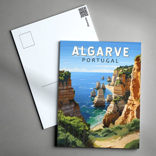 Carte Postale Algarve Portugal Voyage Art Rétro (Créateur téléchargé)