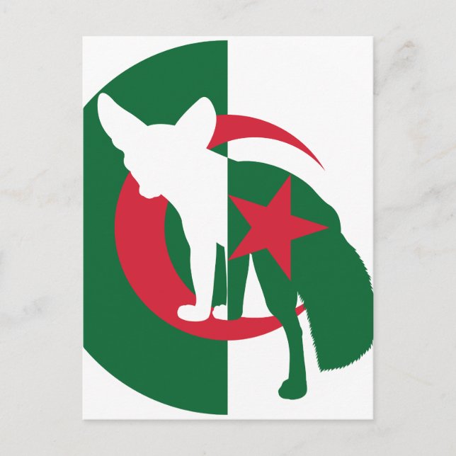 Carte Postale Algérie Fennec Fox Algérien Drapeau animal nationa (Devant)