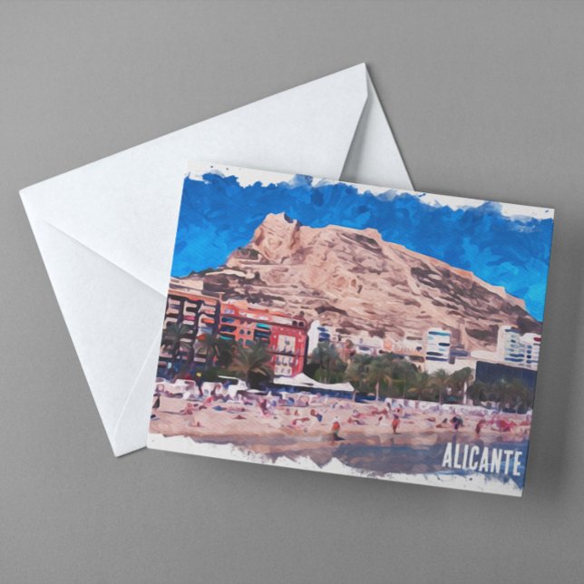 Carte Postale Alicante Espagne Beach View Voyage (Alicante Spain Beach Scenery Postcard)