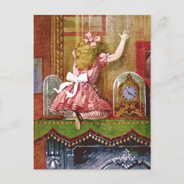 CARTE POSTALE ALICE À TRAVERS LE VERRE REGARDANT (Devant)