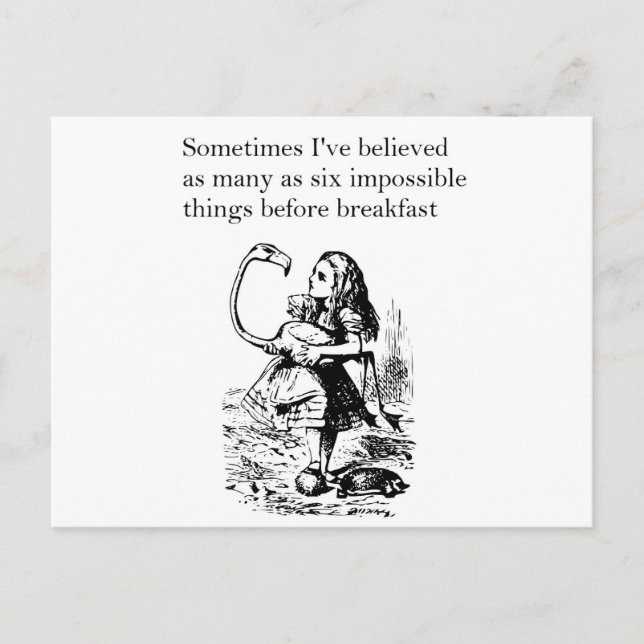 Carte Postale Alice à Wonderland, Six Impossible Things (Devant)